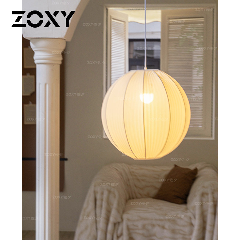zoxy佐夕 日式圆球侘寂风吊灯法式布艺民宿客厅卧室餐厅复古灯笼,家装灯饰光源,卧室/书房吊灯,淘宝优惠券,粉丝福利购,淘宝优惠卷