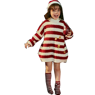 照相馆新款冬季毛衣雪景耶诞主题潮童模卡艺术照走秀表演出主题服