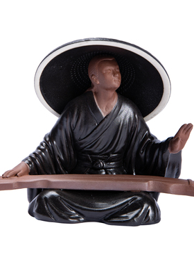 新中式侠客茶宠摆件创意抚琴陶瓷一体过滤茶叶茶漏客厅桌面装饰品