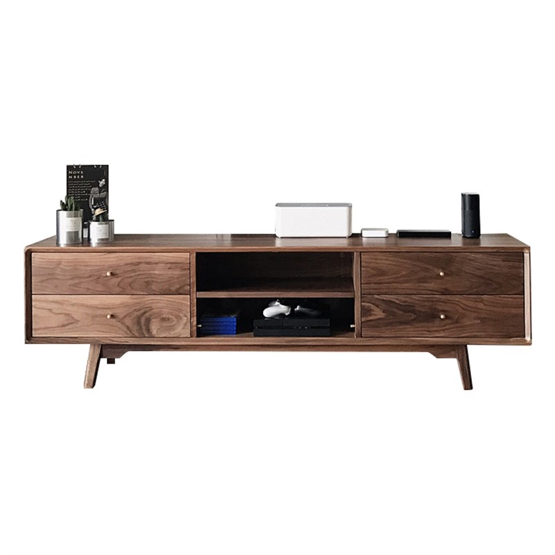 北欧黑胡桃木电视柜客厅地柜日式白橡木影视柜纯实木简约储物柜