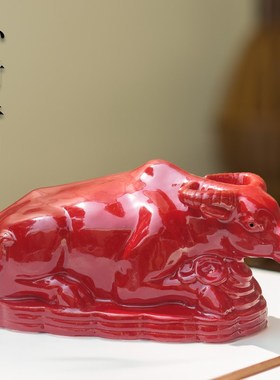 陶瓷牛摆件生肖牛客厅装饰牛卧牛工艺品客厅卧室开业乔迁礼物品