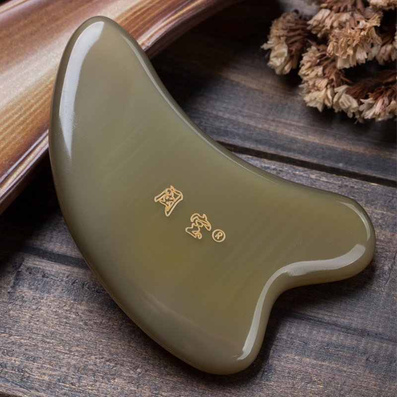 天然老白水牛角脸部板刮痧板女面部美容棒刮脸眼部按摩拨筋棒全身