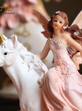 粉嫩小清新创意花仙子摆件客厅书房少女心房间装饰品礼物