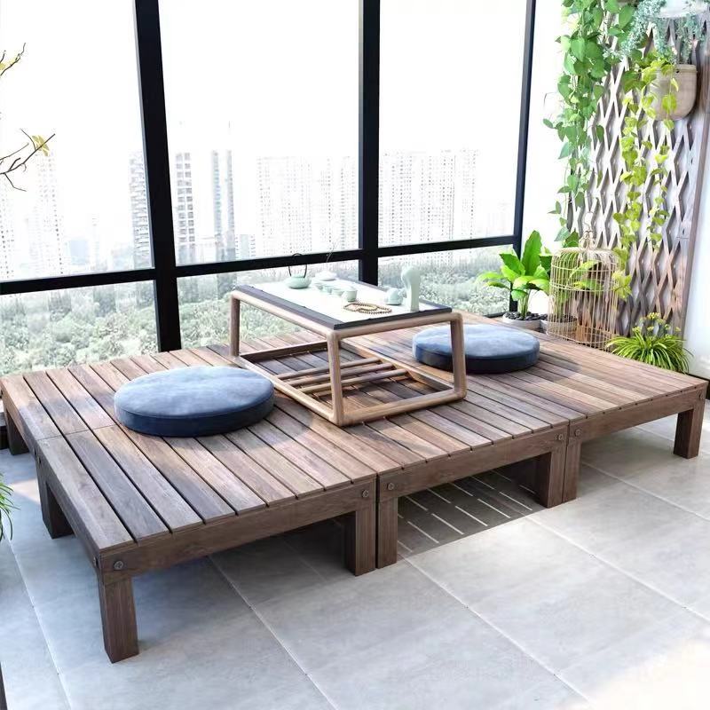 防腐木户外小花园亭子平台护栏庭院阳台篱笆网栅栏围栏榻榻米露台