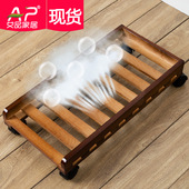 台式 电脑主机托架可移动带刹车散热底座实木机箱托盘收纳置物架子