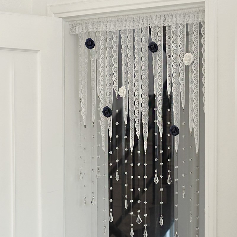 蕾丝珠帘门帘隔断帘纱帘茶室帘法式门帘艺术门帘波西米亚公主门帘