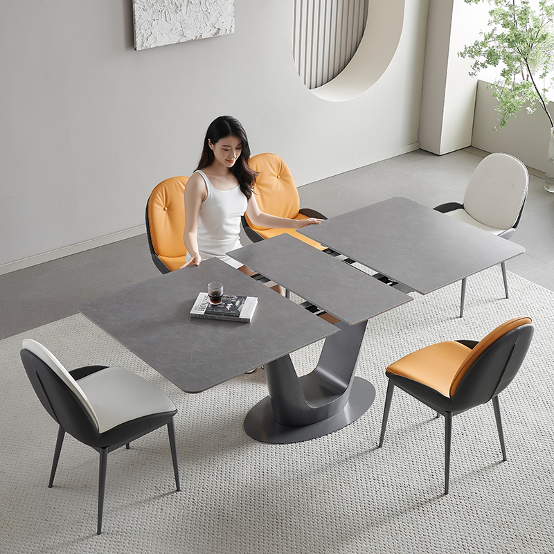 意式极简岩板可折叠长方形伸缩餐桌2022新款高端小户型家用饭桌