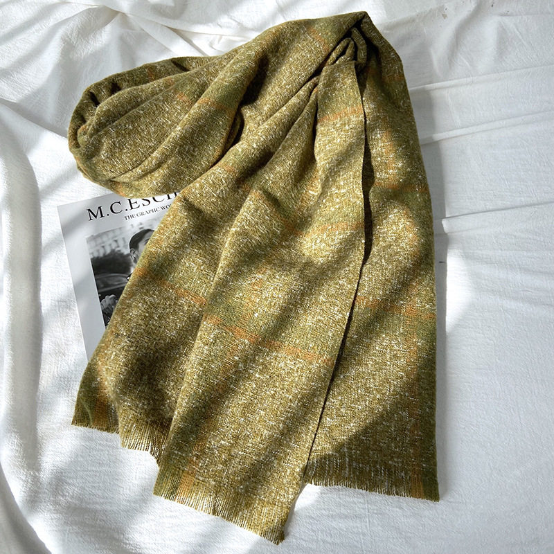 Plaid Cashmere Scarf: 1-Piece Tassel Shawl Winter Wrap - Taobao product photo 4