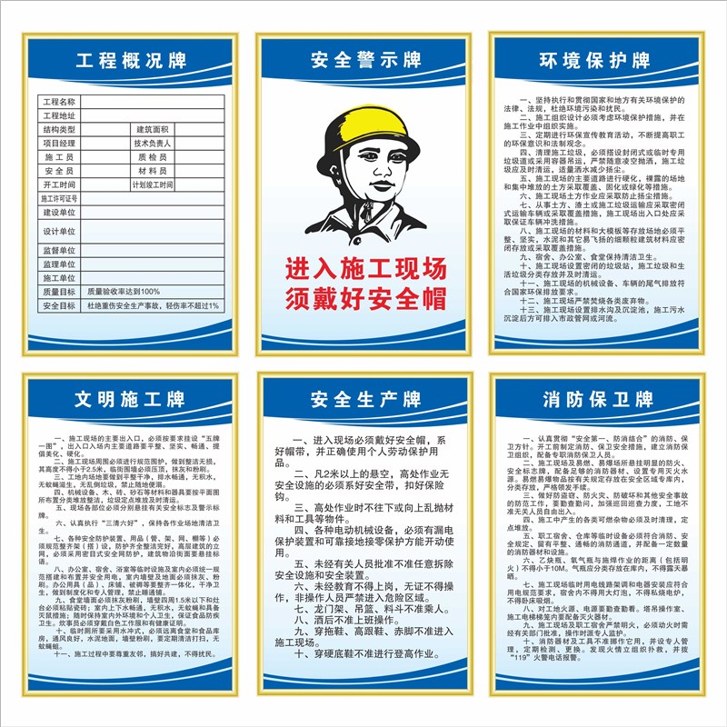 建筑工地五牌一图项目部管理制度牌施工警示牌八大员岗位职责
