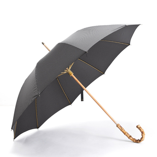 骨抗风竹节雨伞男大号黑色细格子英伦风复古绅士手动长伞