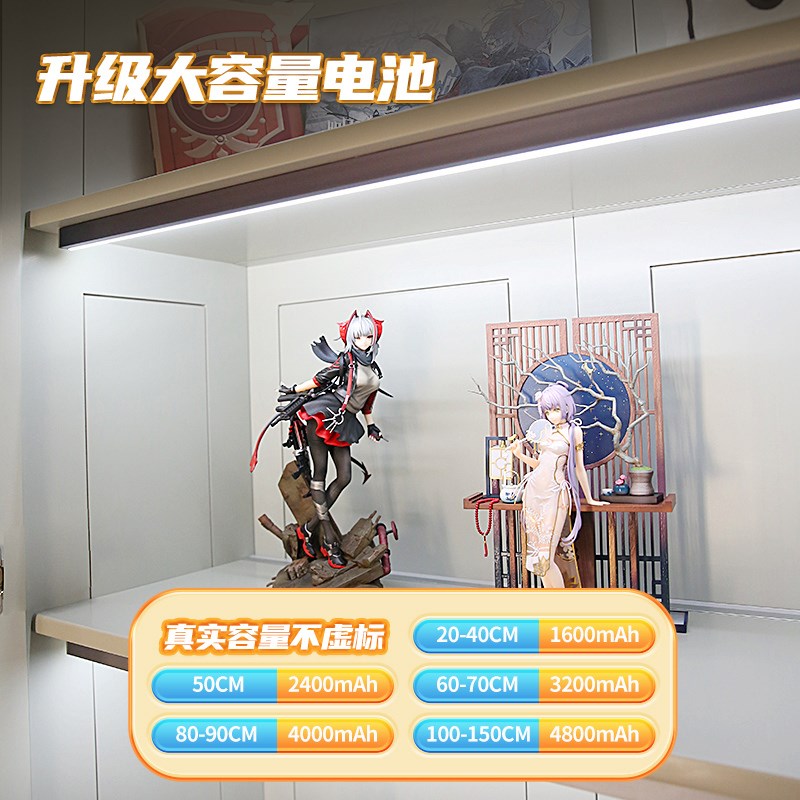 充电感应灯带无线展示柜led灯遥控直角酒柜灯条免接线自粘橱柜灯