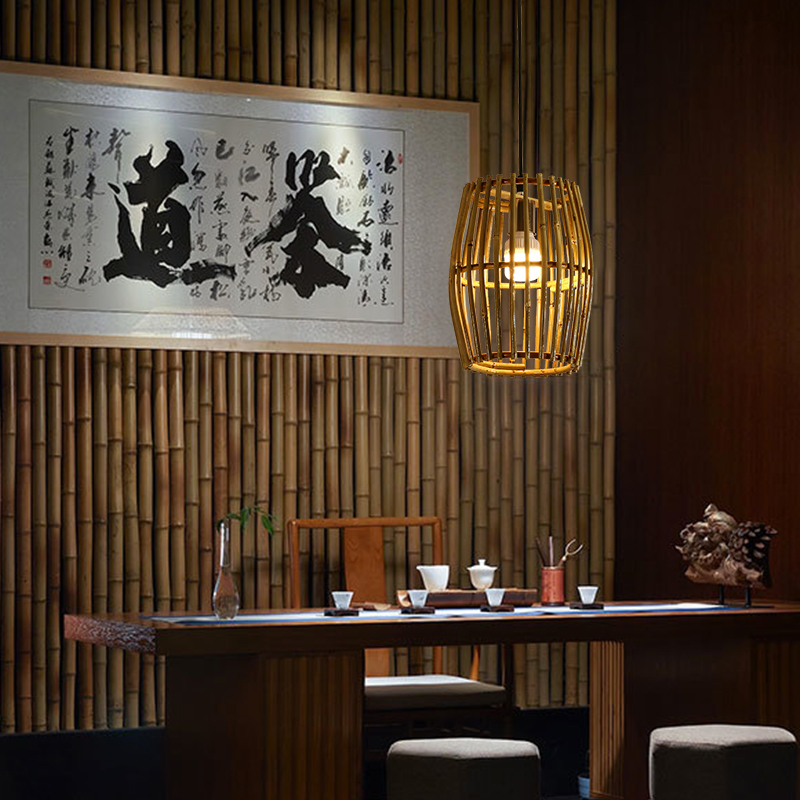 竹编小吊灯个性创意中式仿古茶室吧台阳台民宿餐厅店铺商用竹艺灯