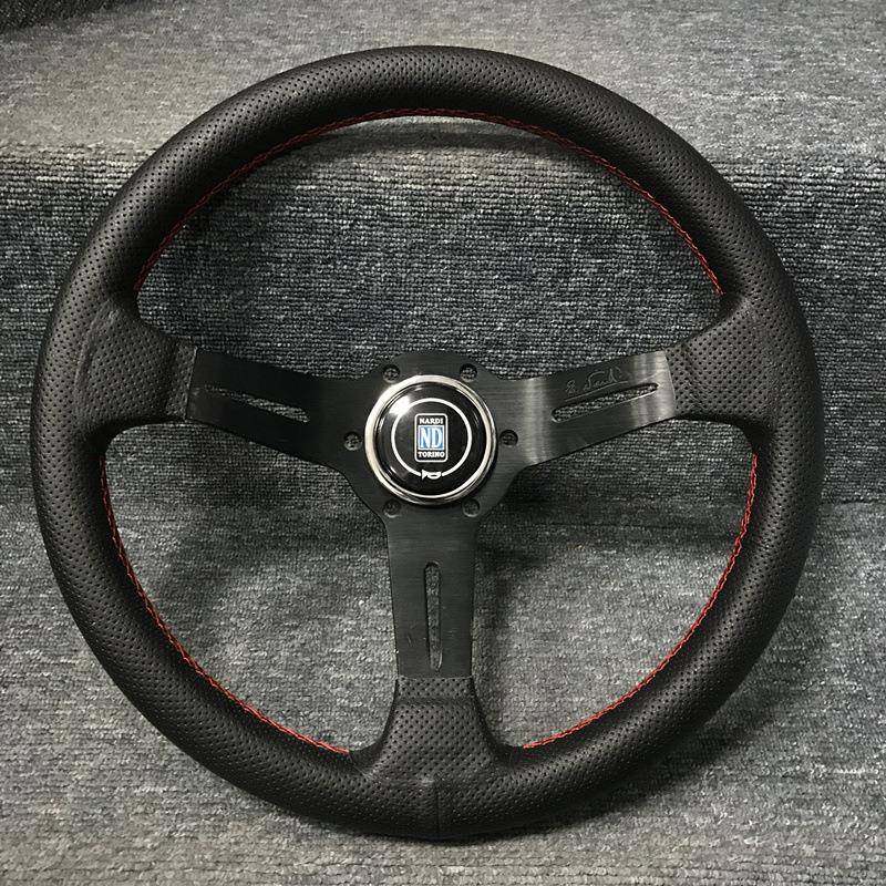 汽车改装方向盘赛车方向盘飞度GK5竞技快拆14寸真皮方向盘通用型