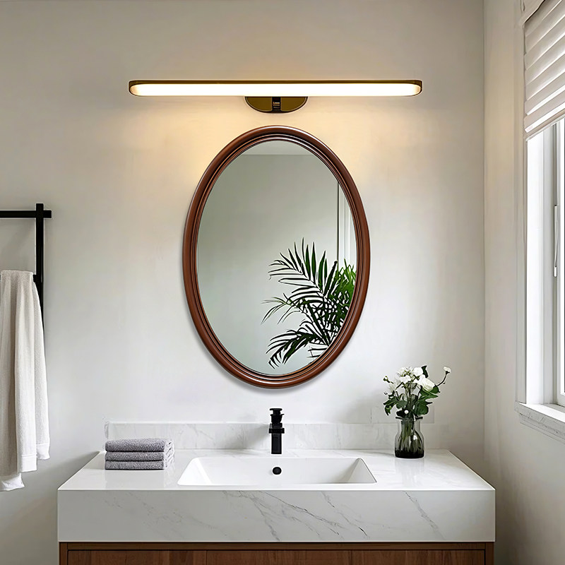 新中式复古简约浴室镜卫生间壁挂智能除雾镜子梳妆台LED化妆镜子