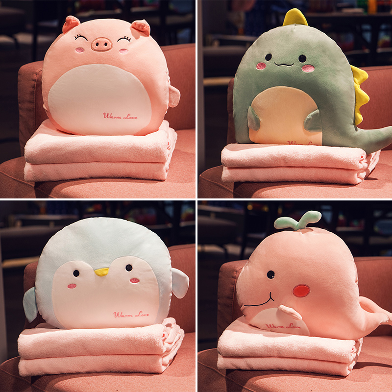 暖手抱枕被子两用三合一手捂枕毛绒可爱多功能珊瑚绒毯子冬季插手