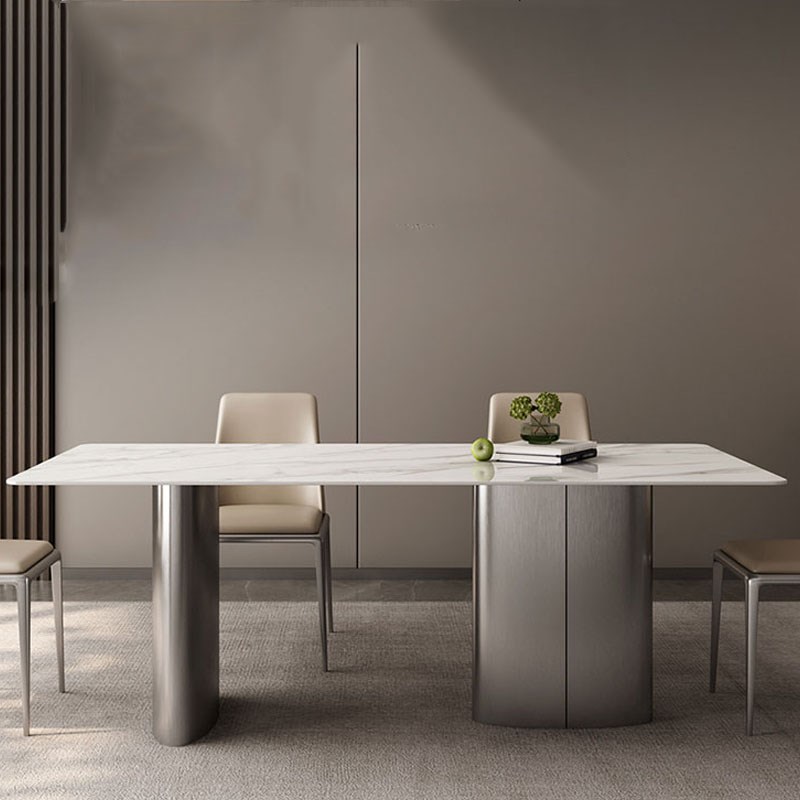 天然大理石奢石餐桌现代简约轻奢家用小户型超晶石岩板餐桌椅组合