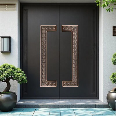 新中式庭院大门把手锌铁合金农村自建房大门把手户外防腐蚀门拉手