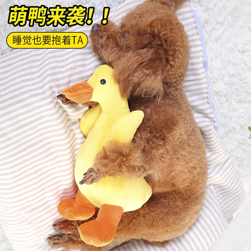 狗狗玩具小黄鸭自嗨解闷神器耐咬宠物毛绒陪睡发声幼犬泰迪狗玩偶