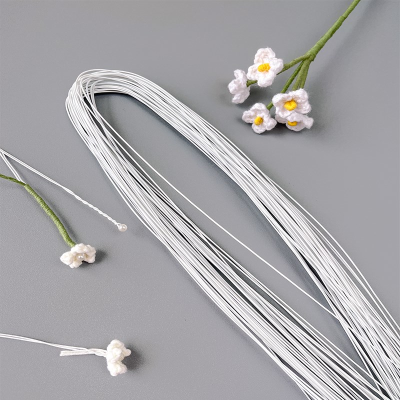 22号24号包胶细铁丝叶子定型发财果枝干钩针毛线花杆翻糖花艺铁丝