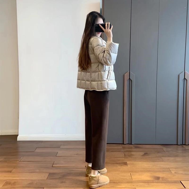 咖色毛呢直筒裤女秋冬加绒大码胖妹妹mm梨形身材显瘦休闲阔腿裤子