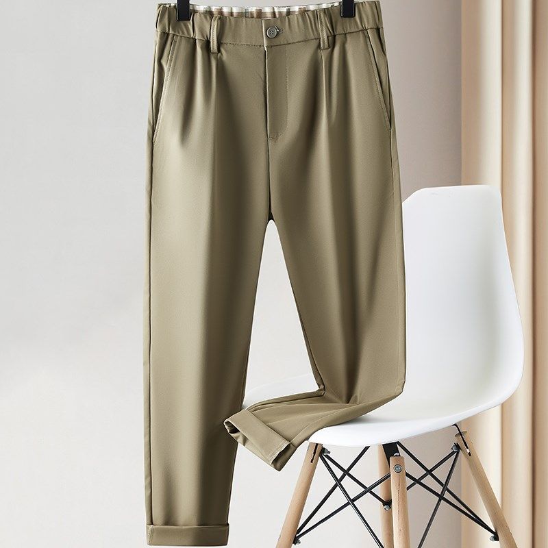 290斤可穿宽松加肥加大弹力西裤商务大码男装休闲半松紧腰九分裤