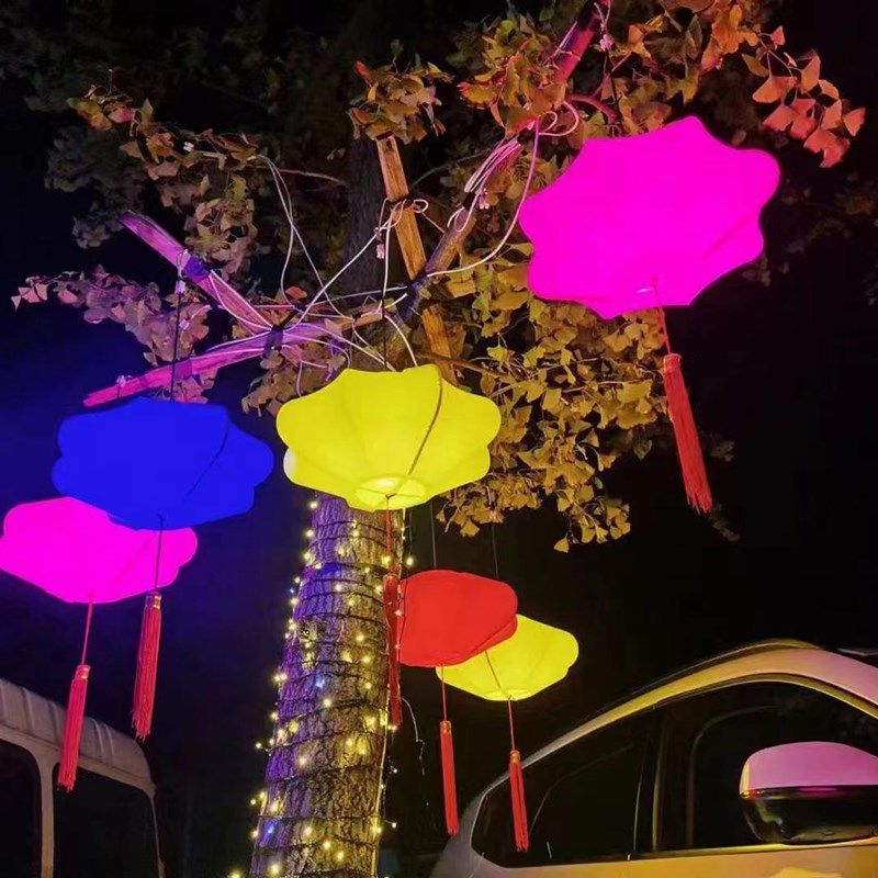 彩灯绕树灯造型八角宫形灯户外庭院街道亮化春节过年氛围灯浪漫