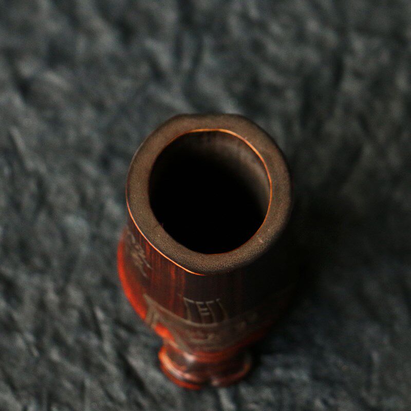 精品纯手工雕刻天然十几年老竹节盖置竹雕刻字茶壶盖小搁置小摆件