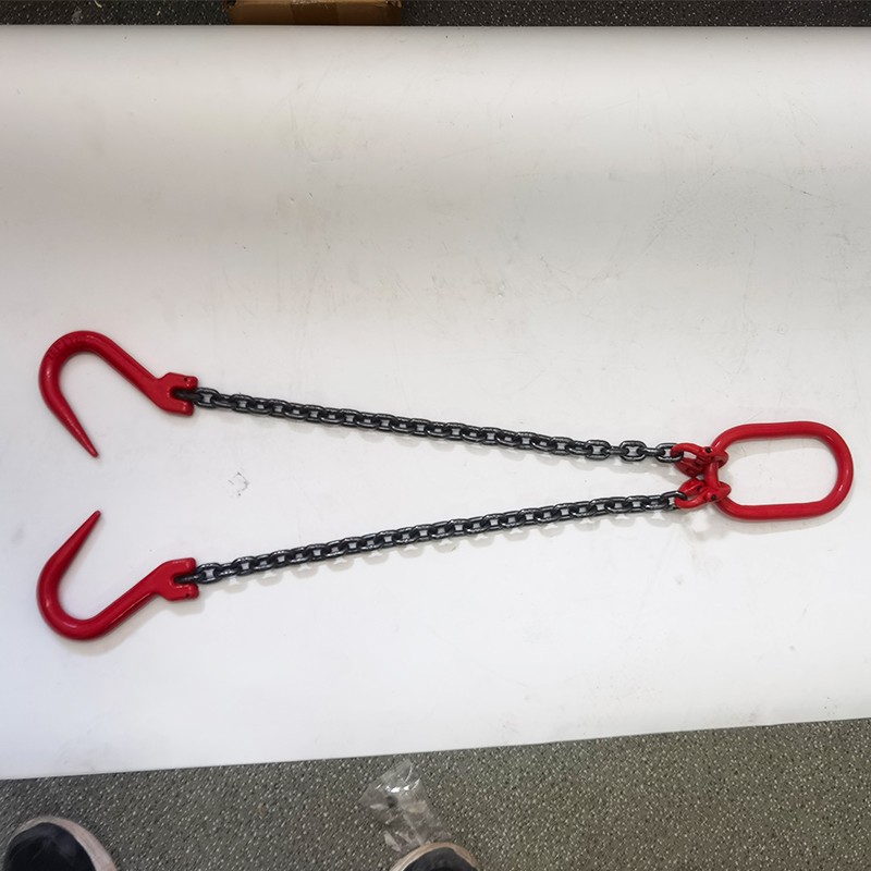 双钩四勾起重链条成套索具钢管钩大开口双肢吊链四腿行车链条吊钩