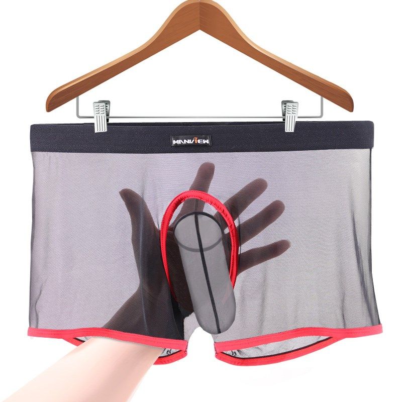 大码男士内裤大象鼻子中腰全透明平角裤超薄网眼透气分离性感网纱,女士内衣/男士内衣/家居服,男平角内裤,淘宝优惠券,粉丝福利购,淘宝优惠卷