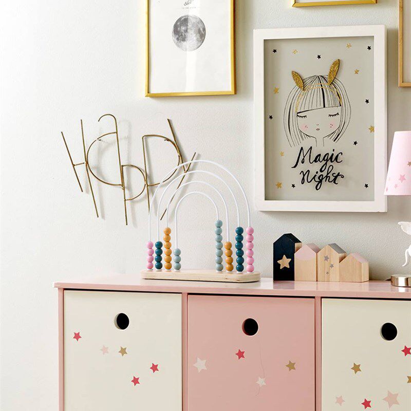 儿童房摆件样板间家居饰品男孩女孩卧室创意木质算珠架桌面装饰品