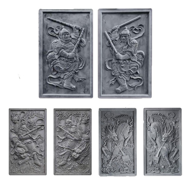 仿古砖雕 门神砖雕 中式门楼青砖浮雕挂件大门对副砖雕 门神