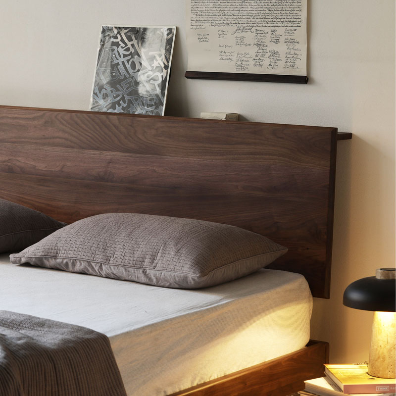 北欧黑胡桃橡木床 双人床纯实木气压储物床日式榻榻米婚床高箱床