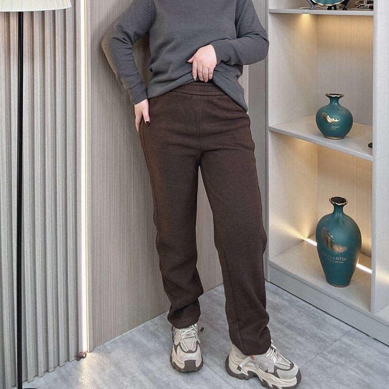 杏色烟管毛呢裤子女装大码2024秋冬新款加绒松紧腰显瘦直筒休闲裤,女装/女士精品,大码裤装,淘宝优惠券,粉丝福利购,淘宝优惠卷