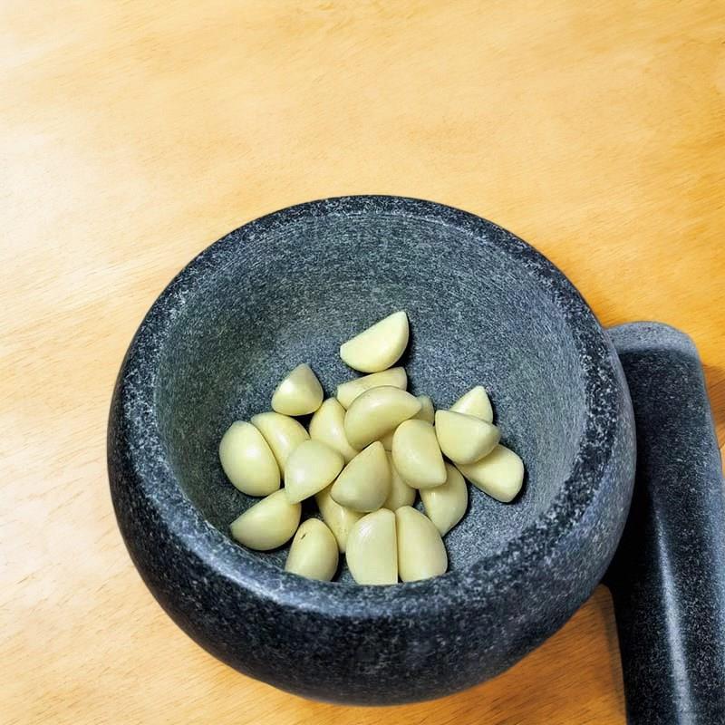 天然花岗岩青石石臼捣蒜器大号蒜臼子老式研磨蒜泥器手动捣药罐