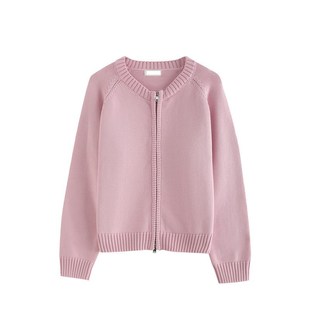 设计感 外套短款 纯棉针织开衫 女加厚毛衣全棉拉链线衣棉质小众修身