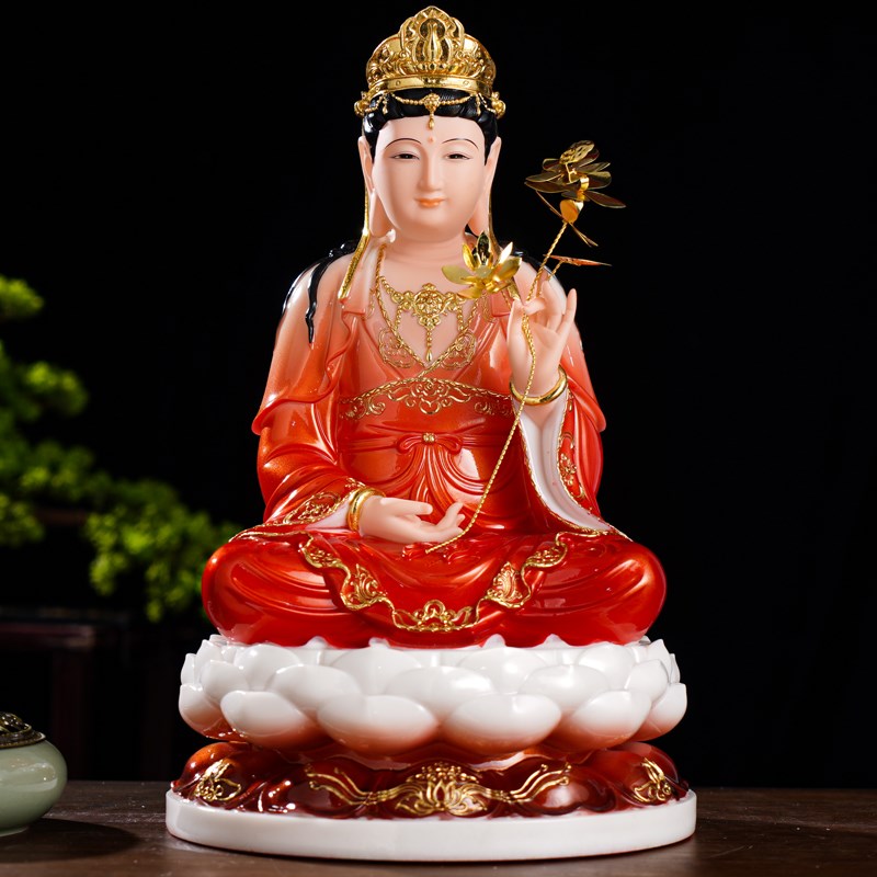 新款汉白玉大势至菩萨家用供奉摆件西方三圣大势至12/16/19寸神像