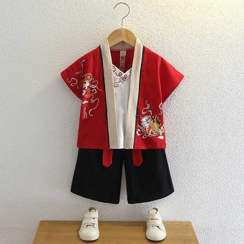 汉服男童中国风儿童夏季新款唐装古装套装宝宝古风国学演出服童装