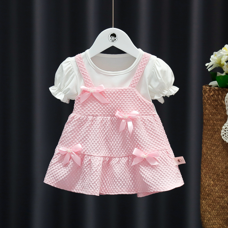 连衣裙夏季女童短裙儿童假背带裙女宝宝洋气时髦公主裙婴儿裙子潮