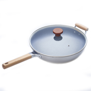 凹面电磁炉专用锅凹型灶凹式炒锅麦饭石不粘锅炒菜锅家用圆底锅