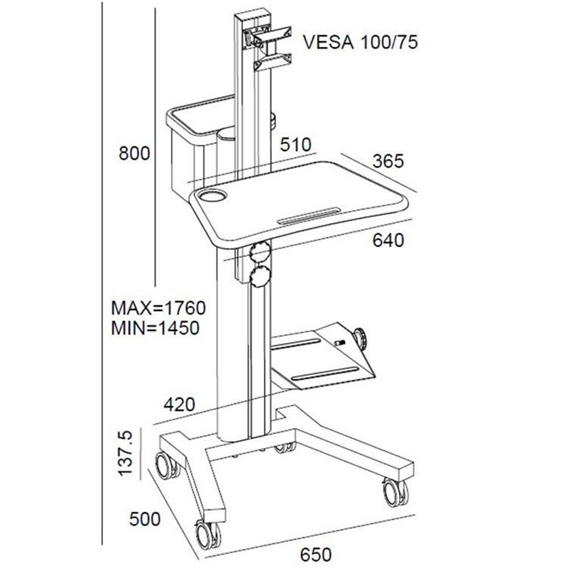 移动查房车护士电脑设备工作台一体机支架医院信息化笔记本手推车