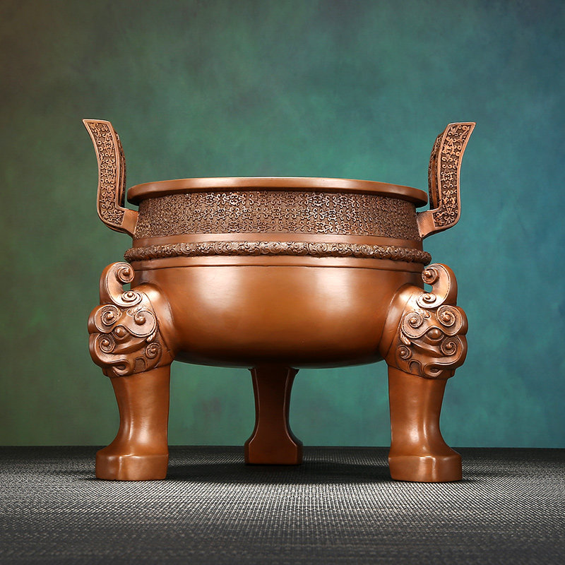 紫铜楚大鼎摆件鼎盛千秋仿古鼎家居办公室装饰品公司开业乔迁礼品