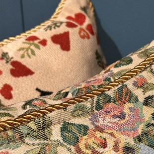 复古vintage布艺提花抱枕靠枕 乡村欧式 中古风格 靠垫坐垫两用美式