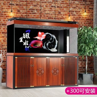 2021款 森森大型龙鱼缸超白水族箱免换水客厅落地家用玄关隔断鱼缸