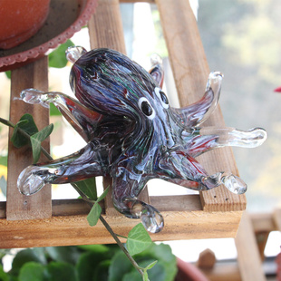 创意小摆件玻璃手工琉璃八爪鱼海洋大章鱼装饰品鱼缸造景生日礼物