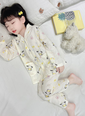 女童睡衣套装2025新款春秋季女宝宝可爱狗款式休闲居家服两件套款