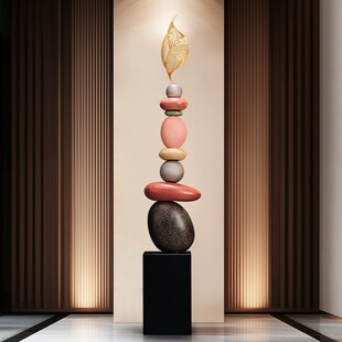 石来运转石头摆件高级感客厅细长高装饰工艺品大号落地沙发旁招财