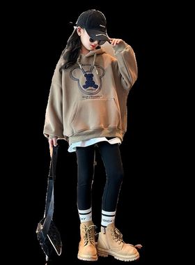 女童卫衣春装2024新款洋气童装春秋连帽加绒儿童12上衣女大童13岁