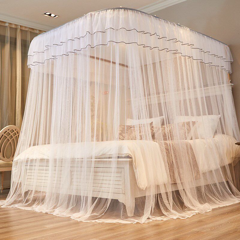 导轨蚊帐U型家用轨道滑轮2022新款高端公主风1.5米1.8m床落地夏天