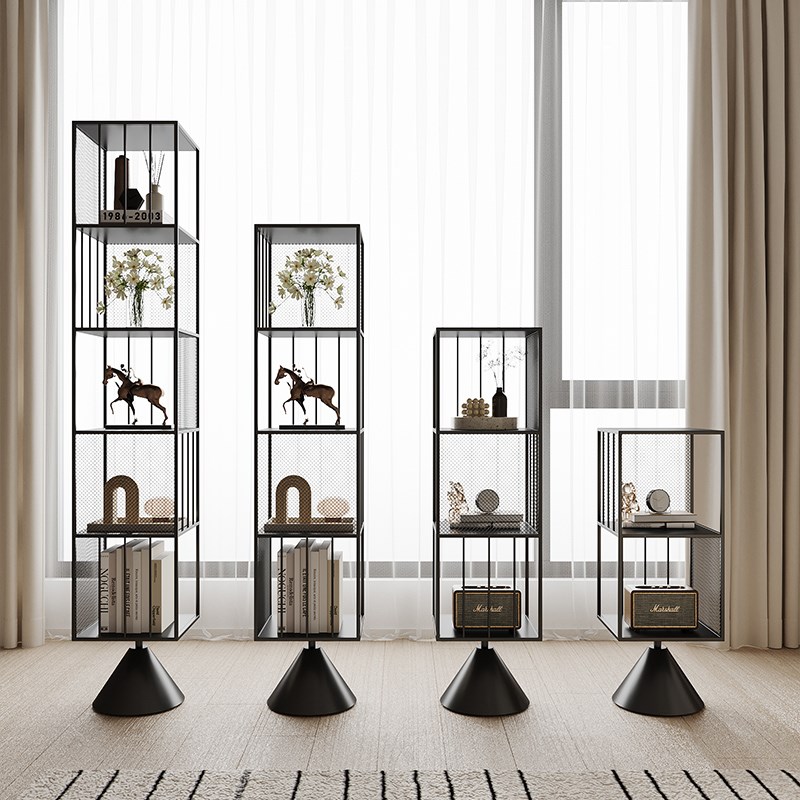 北欧旋转置物架多层沙发边收纳架办公室搁板置物框架落地隔断书架