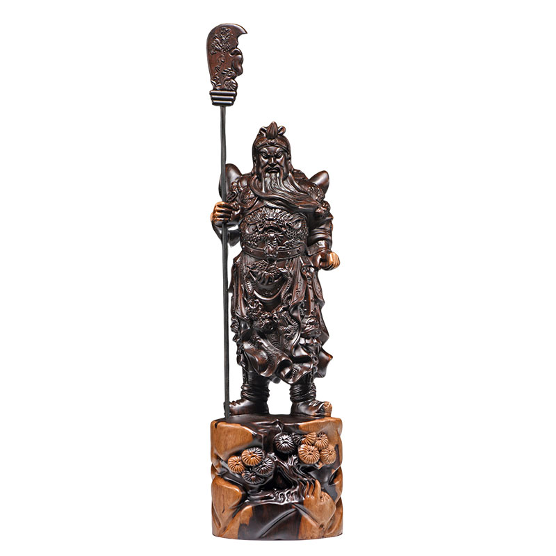 黑檀木雕关公像摆件实木大号家用供奉武财神关二爷关羽开业工艺礼